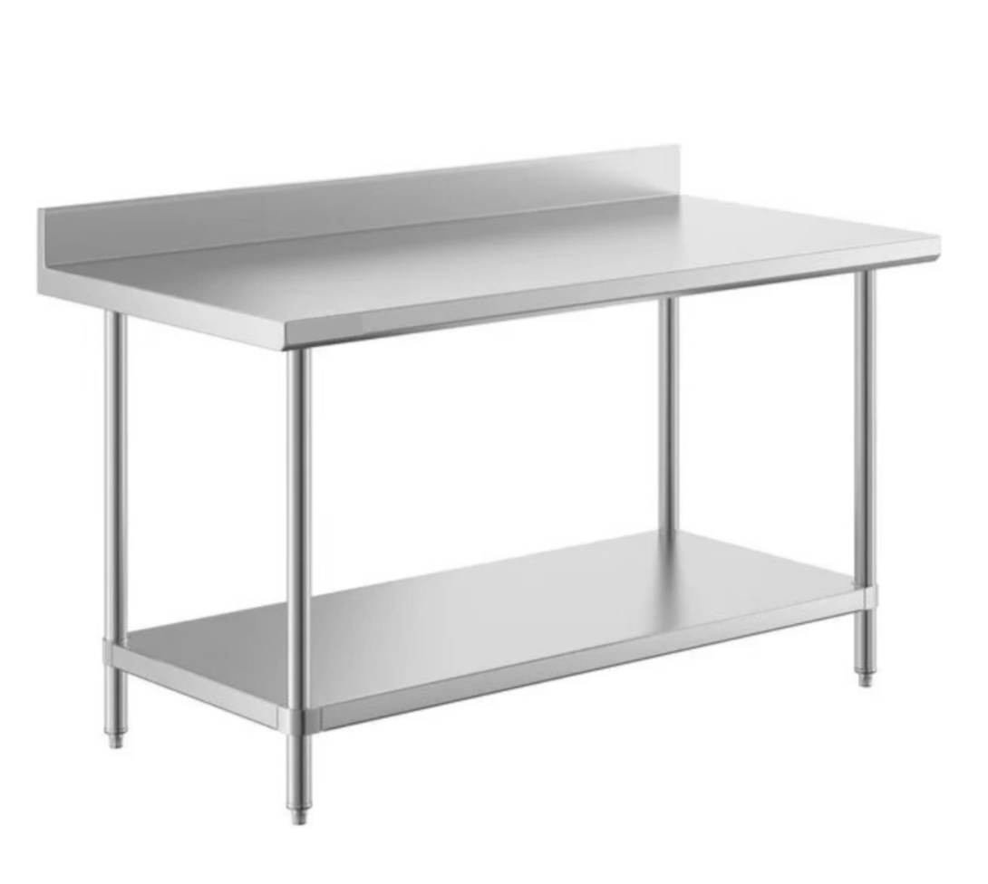 5ft x 2.5 ft stainless steel table with back splash