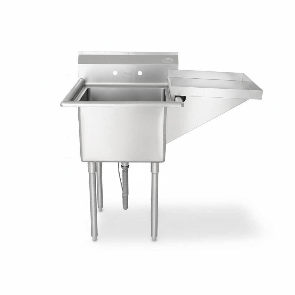 304 One-Compartment Stainless Steel Sink with Detachable Drainboard