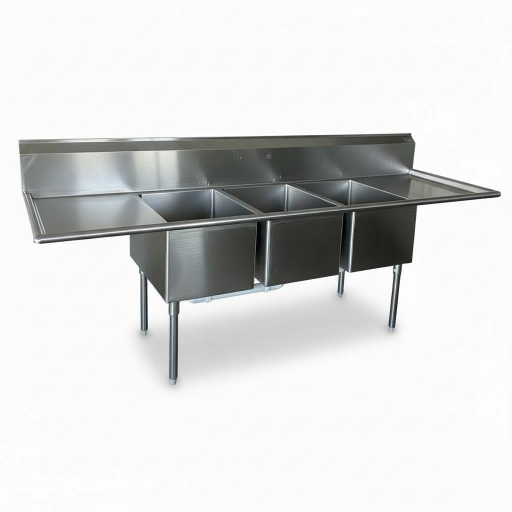 8ft 8 in 3 Compartment Stainless Steel Commercial Sink