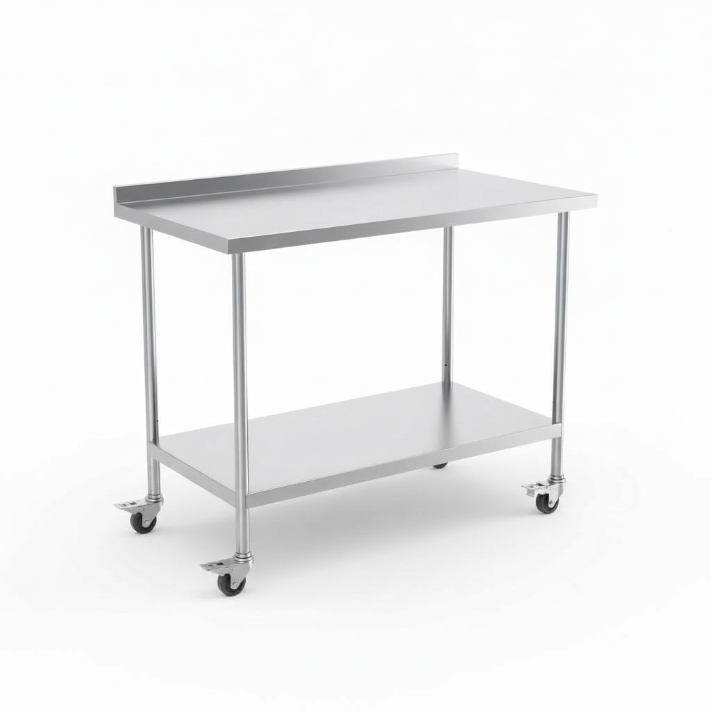 4ft x 2ft Stainless steel table with backsplash