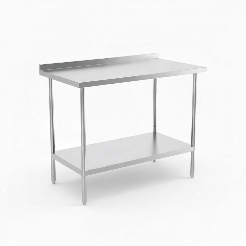 4ft x 2ft 201 Stainless Steel Work Table with 2'' backsplash