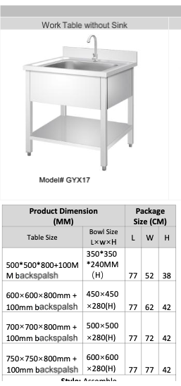 Custom stainless steel sinks