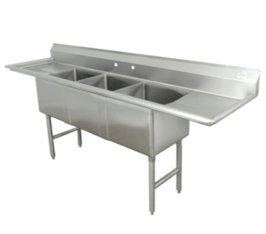 8ft 3 Compartment Stainless Steel Commercial Sink