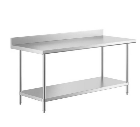 6ft x 2.5 ft stainless steel table with back splash