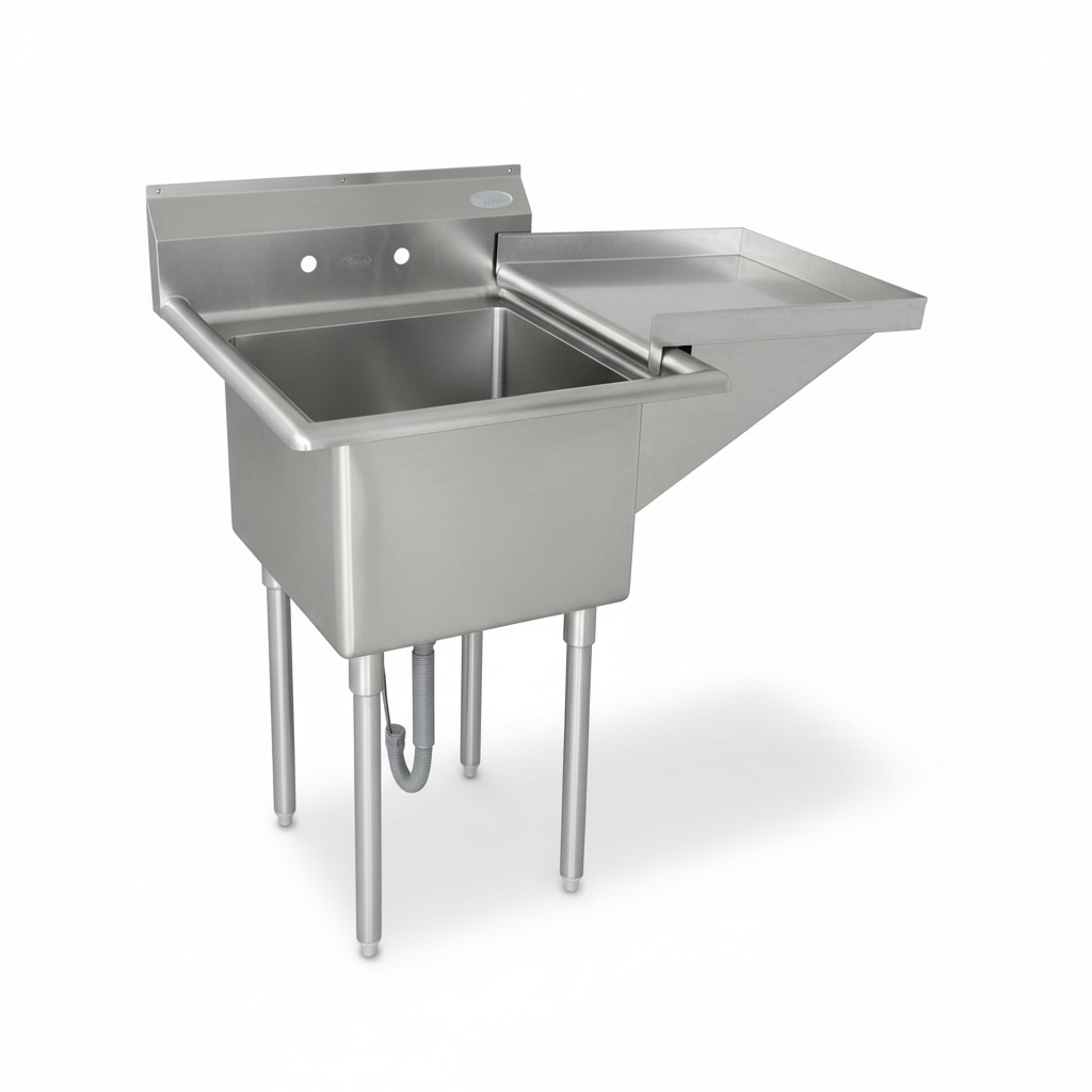 304 One-Compartment Stainless Steel Sink with Detachable Drainboard