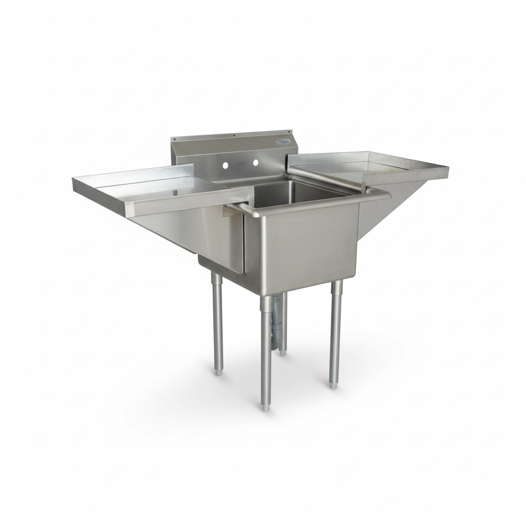304 stainless steel 1 compartment sink with dual detachable drainboards