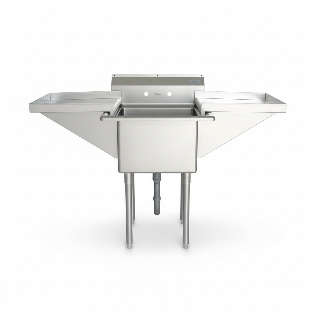 304 stainless steel 1 compartment sink with dual detachable drainboards