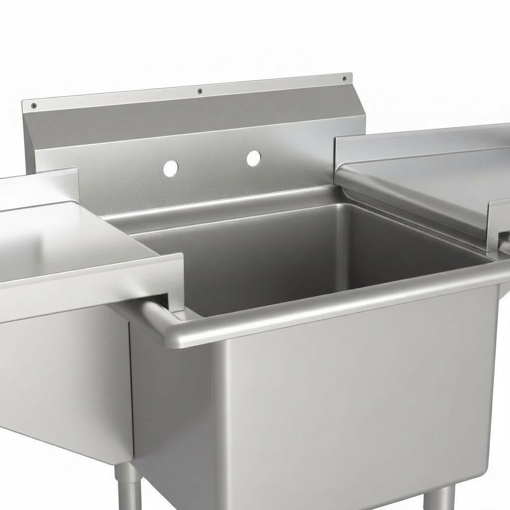 304 stainless steel 1 compartment sink with dual detachable drainboards