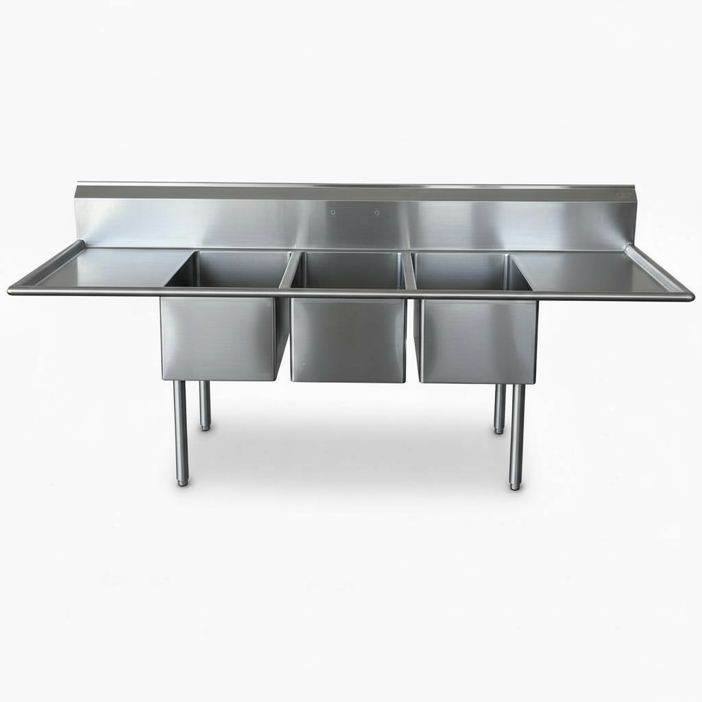 8ft 8 in 3 Compartment Stainless Steel Commercial Sink