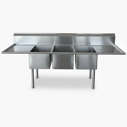 8ft 8 in 3 Compartment Stainless Steel Commercial Sink