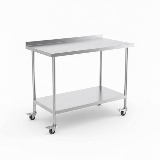 4ft x 2ft Stainless steel table with backsplash