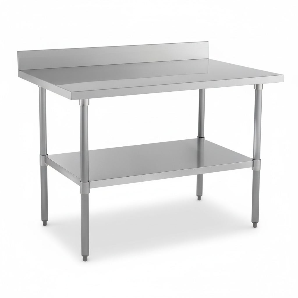 4ft x 2.5ft Stainless Steel Work Table with backsplash