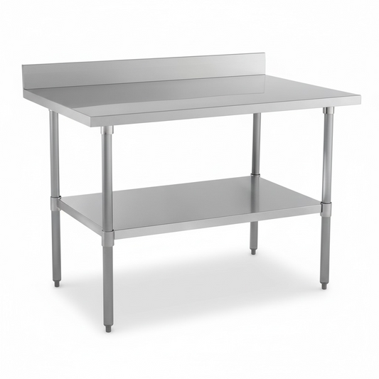 4ft x 2.5ft Stainless Steel Work Table with backsplash