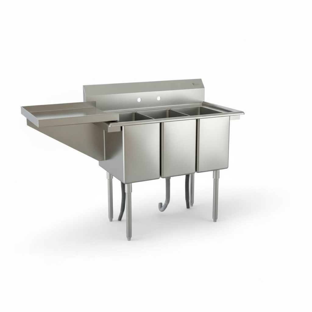 3-compartment sink with a detachable drainboards