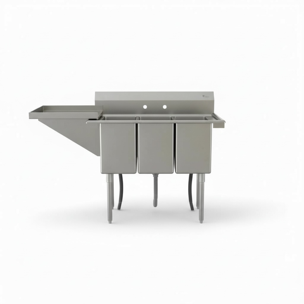 3-compartment sink with a detachable drainboards