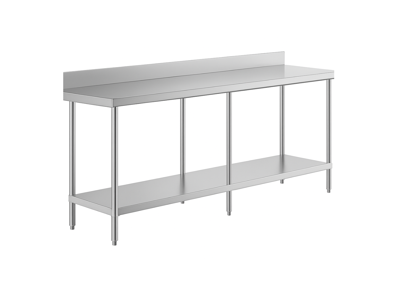 8ft x 2ft Stainless Steel Work Table with 4'' backsplash